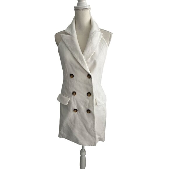 VERONICA BEARD White Halter Button Blazer Dress Size 6 - Picture 2 of 7